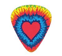 Guitar Picks Heart Rainbow Tie-Dyed Print Ukulele Bass Electric Acoustic Guitars Thin Medium Heavy 12 Pack(0.46/0.71/0.96 Mm)