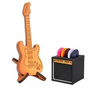 Guitar Picks Holder Box, Pick Display Holder, Amp Speaker Styled Pick Holder and Wooden Guitar Pick Holder with Stand, Pick Storage Box Set for Guitar Players and Music Enthusiasts