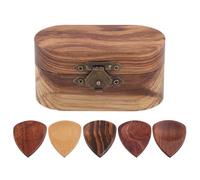 Guitar Picks Holder Handmade Hearted Shape Picks Wooden Acoustic Guitar PickPlectrum Wood Guitar Pick Box(SET)