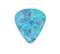 Guitar Picks Mermaid Scales Watercolor Blue Guitar Pick for Electric Bass Guitar Acoustic Guitar Lovers Gift 12 Pack with Box