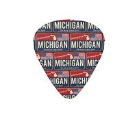 Guitar Picks Michigan USA State Flag map red Blue Guitar Pick for Electric Bass Guitar Acoustic Guitar Lovers Gift 12 Pack with Box