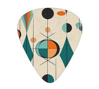 Guitar Picks Mid Century Geometric Print Ukulele Bass Electric Acoustic Guitars Thin Medium Heavy 12 Pack(0.46/0.71/0.96 Mm)