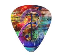 Guitar Picks Music Note Colorful Wooden Print 12 Pack Guitar Picks For Electric Acoustic Bass Guitar Ukelele