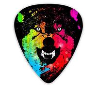 Guitar Picks Neon Wolf Art Premium Bass Picks For Electric Guitar And Bass Guitars With Three Sizes (12 Pack)