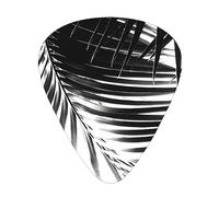 Guitar Picks,Palm Leaves Black White Vibes Tropical Decor Art For Acoustic Guitar, Electric Guitar, Bass,Ukulele Three Size(12 Pack)