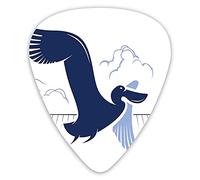 Guitar Picks Picks 12 Pack with Thin Box,Abstract Blue Silhouette Of A Tropic Bird Flying Above The Clouds,Special Guitar Plectrums Gift Set for Guitarist