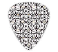 Guitar Picks Picks 12 Pack with Thin Box,Abstract Doodle Jasmine Motifs In Repeating Order Retro Print,Special Guitar Plectrums Gift Set for Guitarist