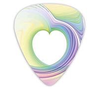 Guitar Picks Picks 12 Pack with Thin Box,Abstract Fractal Heart Figure Caught In Whirl OddExotic Artwork Print,Special Guitar Plectrums Gift Set for Guitarist