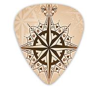 Guitar Picks Picks 12 Pack with Thin Box,Abstract Navigation Symbol Ancient Sailing Method Navigation Theme Print,Special Guitar Plectrums Gift Set for Guitarist