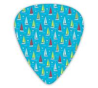 Guitar Picks Picks 12 Pack with Thin Box,Abstract Ship Sailing Colorful Marine Elements Seagulls Wavy Lines Aquatic,Special Guitar Plectrums Gift Set for Guitarist