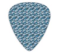 Guitar Picks Picks 12 Pack with Thin Box,Abstract Waves In The Sea Sketch Style Ocean Illustration Of Stormy Weather,Special Guitar Plectrums Gift Set for Guitarist