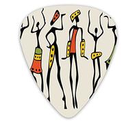 Guitar Picks Picks 12 Pack with Thin Box,African Group Clan Dancers Ethnic Characters In Sketchy Festival Hand Drawn Artwork,Special Guitar Plectrums Gift Set for Guitarist