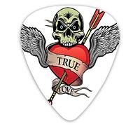 Guitar Picks Picks 12 Pack with Thin Box,Angel Wings With Skull And Heart Full Of Blood Symbol Of Real Love Image,Special Guitar Plectrums Gift Set for Guitarist