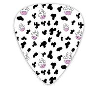 Guitar Picks Picks 12 Pack with Thin Box,Animal Cow Hide Pattern Doodle Cartoon Children Drawing Farming Husbandry,Special Guitar Plectrums Gift Set for Guitarist