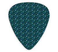 Guitar Picks Picks 12 Pack with Thin Box,Aqua Color Line Art Exotic Ginkgo Leaves Repeating Pattern,Special Guitar Plectrums Gift Set for Guitarist