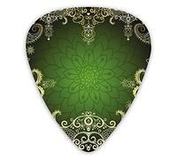 Guitar Picks Picks 12 Pack with Thin Box,Arabesque Frame With Lotus Shade Floral Swirls Little Hearts And Dots,Special Guitar Plectrums Gift Set for Guitarist