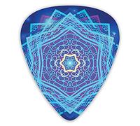 Guitar Picks Picks 12 Pack with Thin Box,Archaic Sacred Geometry Elements Doodle Style Hearts And Floral Pattern,Special Guitar Plectrums Gift Set for Guitarist