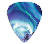 Guitar Picks Picks 12 Pack with Thin Box,Aurora Borealis Kirkjufell Iceland Natural Phenomenon Northen Environment,Special Guitar Plectrums Gift Set for Guitarist