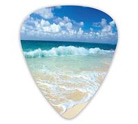 Guitar Picks Picks 12 Pack with Thin Box,Beach With Foamy Waves On Empty Sea Shore Holiday Theme Serene Coastal,Special Guitar Plectrums Gift Set for Guitarist