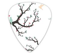 Guitar Picks Picks 12 Pack with Thin Box,Birds On The Tree Serenade Nostalgic Partners Ceremony Valentines Romance Theme,Special Guitar Plectrums Gift Set for Guitarist