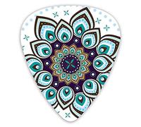 Guitar Picks Picks 12 Pack with Thin Box,Boho Lotus Flower Stylized Microcosm Motif Unique Retro Spiritual Theme,Special Guitar Plectrums Gift Set for Guitarist
