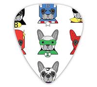Guitar Picks Picks 12 Pack with Thin Box,Bulldog Fun Cartoon Puppies In Disguise Costume Dogs With Masks Print,Special Guitar Plectrums Gift Set for Guitarist