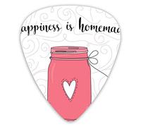 Guitar Picks Picks 12 Pack with Thin Box,Calligraphic Happiness Is Homemade Lettering With Swirls And Jar Of Love,Special Guitar Plectrums Gift Set for Guitarist