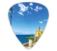 Guitar Picks Picks 12 Pack with Thin Box,Camogli Old Building On The Sea And Terrace Travel Destination Famous Historical,Special Guitar Plectrums Gift Set for Guitarist