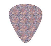 Guitar Picks Picks 12 Pack with Thin Box,Colorful Blooming Flowers and Waves Spiral Curly Shapes BotanicalPattern,Special Guitar Plectrums Gift Set for Guitarist
