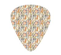 Guitar Picks Picks 12 Pack with Thin Box,Colorful Flowers Abstract Trippy Botanical Blossom Childish Branches Illustration,Special Guitar Plectrums Gift Set for Guitarist