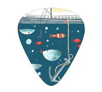 Guitar Picks Picks 12 Pack with Thin Box,Colorful Ocean Wildlife Pattern Clown Fish Exotic Sub tic Animals Ecological,Special Guitar Plectrums Gift Set for Guitarist,Red Blue
