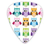 Guitar Picks Picks 12 Pack with Thin Box,Colorful Pattern Friendly Owl Birds With Different Face Expressions Comic Cute,Special Guitar Plectrums Gift Set for Guitarist