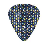 Guitar Picks Picks 12 Pack with Thin Box,Colorful Pine Tree Silhouettes on Vertical Stripes Festive Pattern Xmas Celebration,Special Guitar Plectrums Gift Set for Guitarist,Navy blue