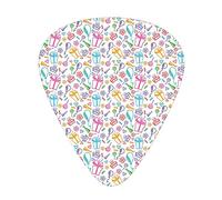 Guitar Picks Picks 12 Pack with Thin Box,Colorful Sketch of Balloons Flowers Lollipops Presents and Cakes Kids,Special Guitar Plectrums Gift Set for Guitarist