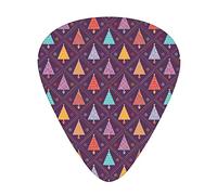 Guitar Picks Picks 12 Pack with Thin Box,Colorful Triangle Trees in Pots with Festive Patterns Rhombus Celebration Icons,Special Guitar Plectrums Gift Set for Guitarist