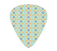 Guitar Picks Picks 12 Pack with Thin Box,Colorful Tribal Motif Abstract Vertical Geometric Pattern,Special Guitar Plectrums Gift Set for Guitarist,Magenta Dark Seafoam