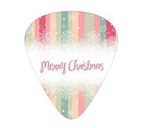 Guitar Picks Picks 12 Pack with Thin Box,Colorful Vertical Stripes with Merry Christmas Quote Winter Theme Snowflake,Special Guitar Plectrums Gift Set for Guitarist