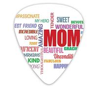 Guitar Picks Picks 12 Pack with Thin Box,Colorful Words For Tender Devoted Strong Thoughtful Mom Unconditional Love,Special Guitar Plectrums Gift Set for Guitarist