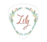 Guitar Picks Picks 12 Pack with Thin Box,Colorful Wreath Design with Foliage Leaf Celebratory Girl Name Classic Nature Pattern,Special Guitar Plectrums Gift Set for Guitarist