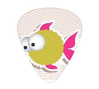 Guitar Picks Picks 12 Pack with Thin Box,Comical Illustration of a Bubble Fish Abstract Blowfish with Huge Eyes Print,Special Guitar Plectrums Gift Set for Guitarist
