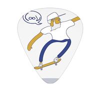 Guitar Picks Picks 12 Pack with Thin Box,Cool Hipster Old Man on Skateboard with Beard Sunglasses Urban Character,Special Guitar Plectrums Gift Set for Guitarist,Pale Coffee Blue White
