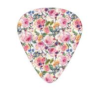 Guitar Picks Picks 12 Pack with Thin Box,Country Design with Flowers Florals Roses Orchids Buds Romantic Print,Special Guitar Plectrums Gift Set for Guitarist