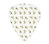 Guitar Picks Picks 12 Pack with Thin Box,Crocodile and Flamingo Drawing with Polka Dots Bow Tie Butterflies,Special Guitar Plectrums Gift Set for Guitarist,Pistachio Green and Blush