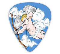 Guitar Picks Picks 12 Pack with Thin Box,Cupid Is Aiming From A Bow Love Shoot Of Desire On The Clouds Cartoon Print,Special Guitar Plectrums Gift Set for Guitarist