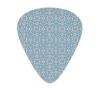 Guitar Picks Picks 12 Pack with Thin Box,Curvy Circular Repeating Floral Motifs Abstract Hand Tile Ethnic Pattern,Special Guitar Plectrums Gift Set for Guitarist,Pale Blue Green Blue
