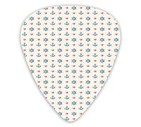 Guitar Picks Picks 12 Pack with Thin Box,Cute Maritime Pattern With Sea Icons And Little Red Hearts Romance Love Ocean,Special Guitar Plectrums Gift Set for Guitarist