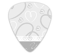 Guitar Picks Picks 12 Pack with Thin Box,Cute Romantic Hand Drawn Doodle Heart Shapes I Love You Phrase And Border,Special Guitar Plectrums Gift Set for Guitarist