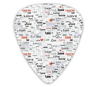 Guitar Picks Picks 12 Pack with Thin Box,Different Stylized I Love You Quotes On Grey Backdrop With Hearts,Special Guitar Plectrums Gift Set for Guitarist
