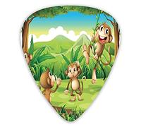 Guitar Picks Picks 12 Pack with Thin Box,Digital Dot Featured Fun Monkey Face Portrait Little Geometrical Rounds Print,Special Guitar Plectrums Gift Set for Guitarist