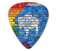 Guitar Picks Picks 12 Pack with Thin Box,Digital Illustration Of Equality State And Gay Pride Flags On Brick Wall Look,Special Guitar Plectrums Gift Set for Guitarist